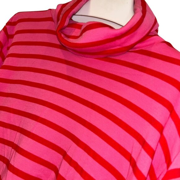 Isaac Mizrahi red pink French Breton Stripe cotton turtleneck top 3X - Picture 3 of 3